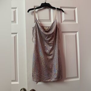 Dazzling Silver Sequin Mini Dress